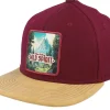 Snapback-Wild Spirit Mountain Forest Logo Box Suede Maroon Snapback -