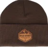 Cuff Beanies-Wild Spirit Mountain Shape Patch Brown/Chocolate Beanie -