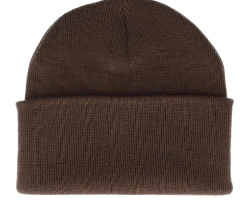 Cuff Beanies-Wild Spirit Mountain Shape Patch Brown/Chocolate Beanie -