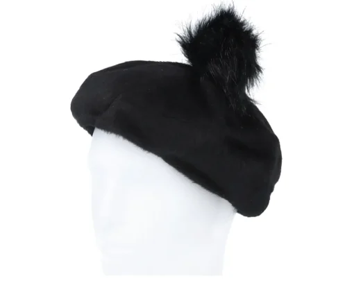 Clearance Brixton Natalie Oversized Black Pom Beret -