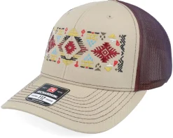 Trucker-Iconic Navajo Rug Pattern 112 Split Khaki/Burgundy Trucker -