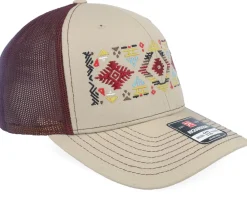 Trucker-Iconic Navajo Rug Pattern 112 Split Khaki/Burgundy Trucker -