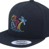 Kids-Iconic Neon Summer Beach Flamingo Black Snapback -