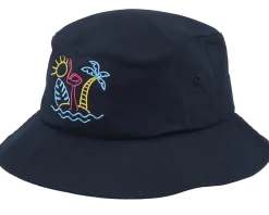 Buckets-Iconic Neon Summer Beach Flamingo Black Bucket -