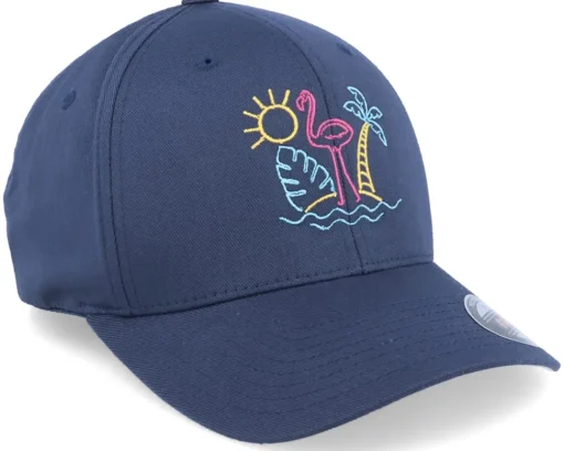 Online Iconic Neon Summer Beach Flamingo Navy Flexfit -