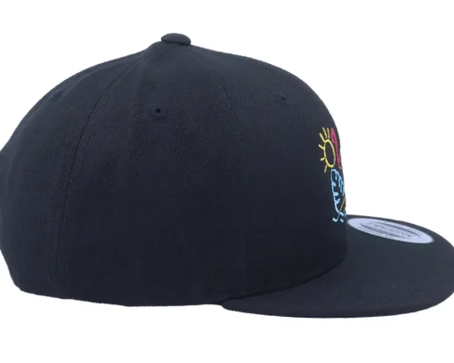 Kids-Iconic Neon Summer Beach Flamingo Black Snapback -