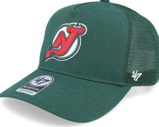 Trucker-47 Brand New Jersey Devils NHL New Mesh Hitch Dark Green Trucker -