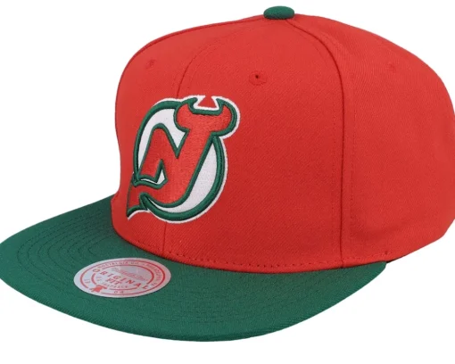 Snapback-Mitchell & Ness New Jersey Devils Team 2 Tone 2.0 Red/Green Snapback -
