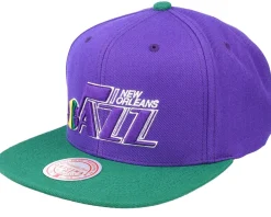 Snapback-Mitchell & Ness New Orleans Jazz Team 2 Tone Purple/Green Snapback -