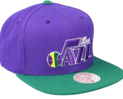 Snapback-Mitchell & Ness New Orleans Jazz Team 2 Tone Purple/Green Snapback -