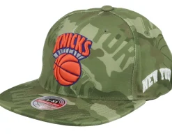Fitted-Mitchell & Ness New York Knicks Tonal Camo Stretch Green Camo Fitted -