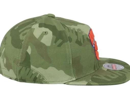 Fitted-Mitchell & Ness New York Knicks Tonal Camo Stretch Green Camo Fitted -