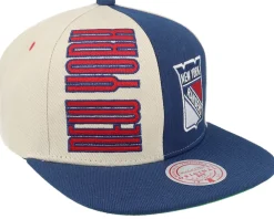 Snapback-Mitchell & Ness New York Rangers Pop Panel Off White/Navy Snapback - Blue, Beige