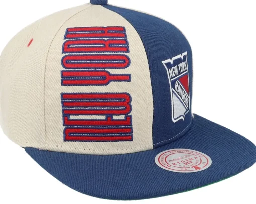Snapback-Mitchell & Ness New York Rangers Pop Panel Off White/Navy Snapback - Blue, Beige