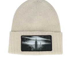 Fashion Calza Pennello New York Skyscraper Beanie Oatmeal Oversized Cuff -