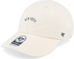 Outlet 47 Brand New York Yankees Base Runner Script Clean Up Natural Dad Cap - Beige
