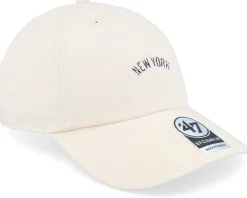 Outlet 47 Brand New York Yankees Base Runner Script Clean Up Natural Dad Cap - Beige