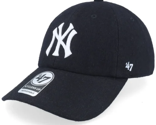 Dad Cap-47 Brand New York Yankees Matte Finish Clean Up Black Dad Cap -