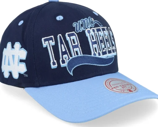 Outlet Mitchell & Ness North Carolina Tar Heels Block Sweep Pro Vintage Navy/Light Adjustable - Blue
