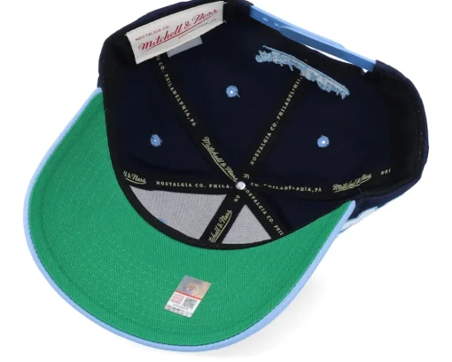 Outlet Mitchell & Ness North Carolina Tar Heels Block Sweep Pro Vintage Navy/Light Adjustable - Blue