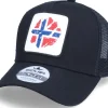 Trucker-Iconic Norway Ripped Flag Patch Oil Rig Black Trucker -