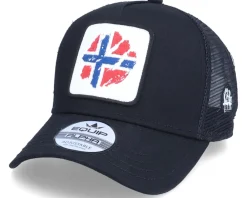 Trucker-Iconic Norway Ripped Flag Patch Oil Rig Black Trucker -