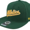 Snapback-47 Brand Oakland Athletics No Shot Script Under Captain Dark Green/Yellow Snapback -