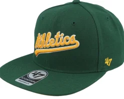 Snapback-47 Brand Oakland Athletics No Shot Script Under Captain Dark Green/Yellow Snapback -