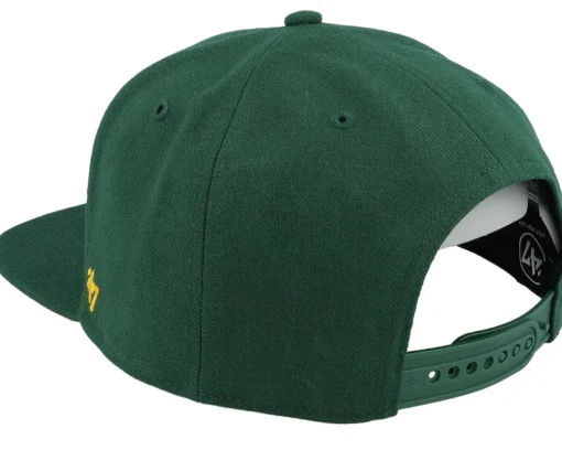 Snapback-47 Brand Oakland Athletics No Shot Script Under Captain Dark Green/Yellow Snapback -