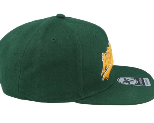 Snapback-47 Brand Oakland Athletics No Shot Script Under Captain Dark Green/Yellow Snapback -