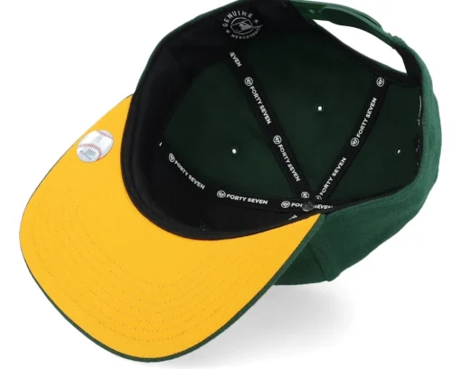 Snapback-47 Brand Oakland Athletics No Shot Script Under Captain Dark Green/Yellow Snapback -