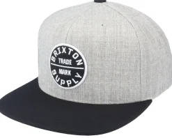 Snapback-Brixton Oath III Light Heather Grey/Black Snapback -