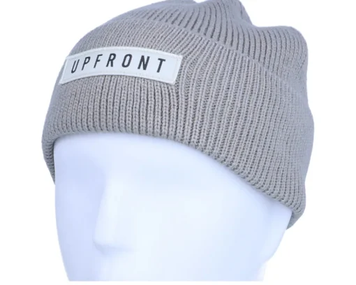 Cuff Beanies-Upfront Ocean Knit Beanie Grey Cuff -
