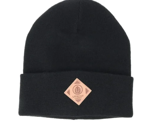 Cuff Beanies-Upfront Official Fold Black Beanie -