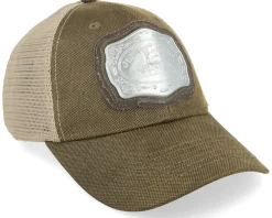 Trucker-John Deere Oilskin Look Belt Buckle Brown/Khaki Trucker -
