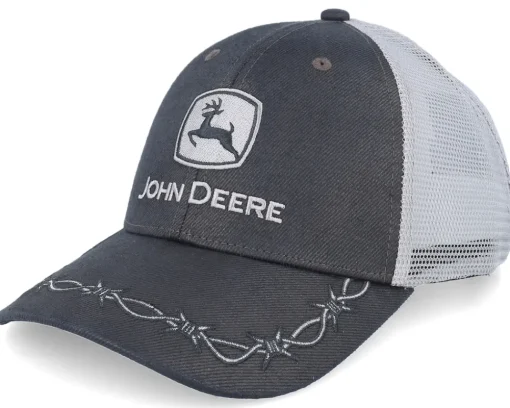 Trucker-John Deere Oilskin Look With Mesh Back Grey/Black Trucker -