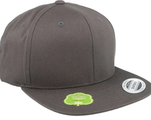 Snapback-Yupoong Organic Cotton Dark Snapback - Grey