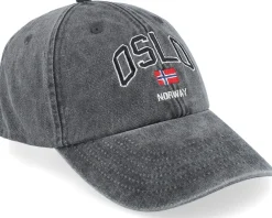 Dad Cap-Iconic Oslo Norway Washed Dad Cap - Black