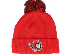 New Adidas Ottawa Senators NHL Cuff Beanie Pom - Red