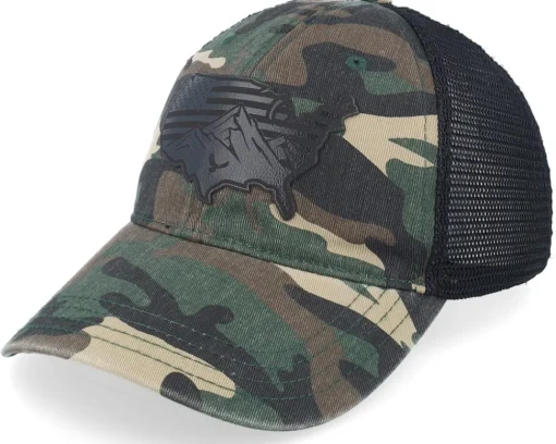 Trucker-Iconic 111p Usa Map Flag Black Patch Camo/Black Trucker -