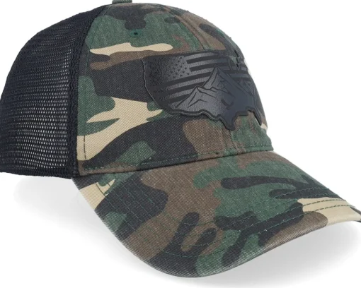 Trucker-Iconic 111p Usa Map Flag Black Patch Camo/Black Trucker -