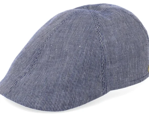 Fashion Mayser Paddy Stripes Marine Flat Cap - Blue