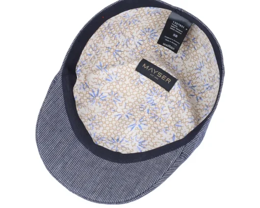 Fashion Mayser Paddy Stripes Marine Flat Cap - Blue