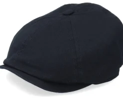 Flat Caps-Stetson 6-Panel Cap Cotton Twill Black Flat Cap -