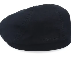 Flat Caps-Stetson 6-Panel Cap Cotton Twill Black Flat Cap -