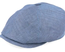 Best Stetson 6-Panel Cap Fischgrat Navy Linen Flat Cap -