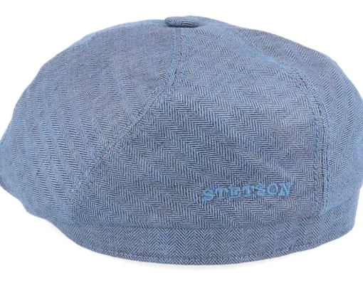 Best Stetson 6-Panel Cap Fischgrat Navy Linen Flat Cap -