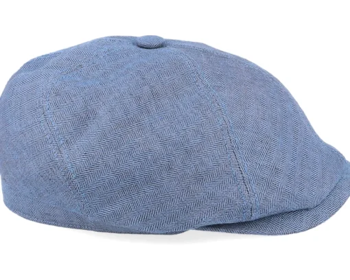 Best Stetson 6-Panel Cap Fischgrat Navy Linen Flat Cap -