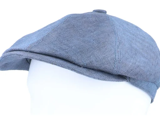 Best Stetson 6-Panel Cap Fischgrat Navy Linen Flat Cap -