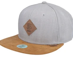 Clearance Djinns 6 Panel Cap Linen 2015 Grey/Suede Snapback -